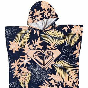 Roxy Girls Pass This On Again Surf Poncho - Med Blue Full Floral